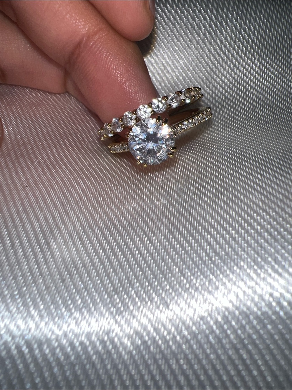 Swarovski Gold-Tone Clear Crystal Bridal Ring Set